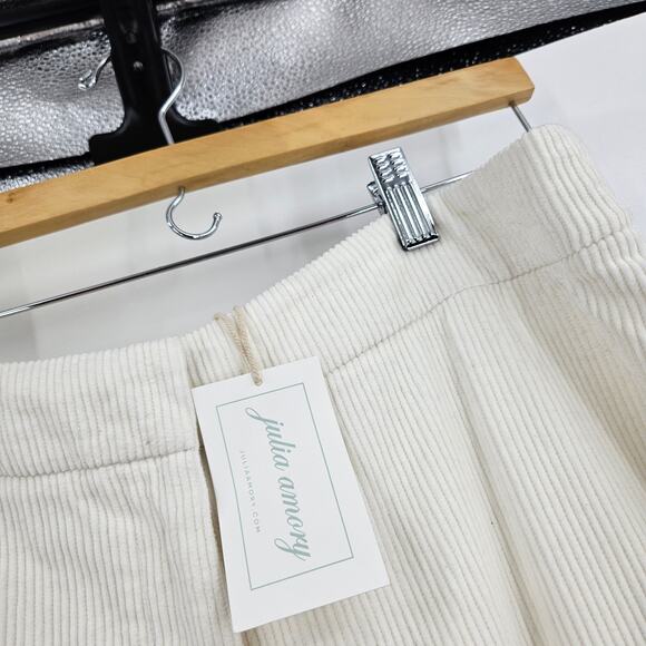 Julia Amory Trouser Pants White Corduroy Striped Stretch Wide Leg NWT Size XL - Picture 3 of 8